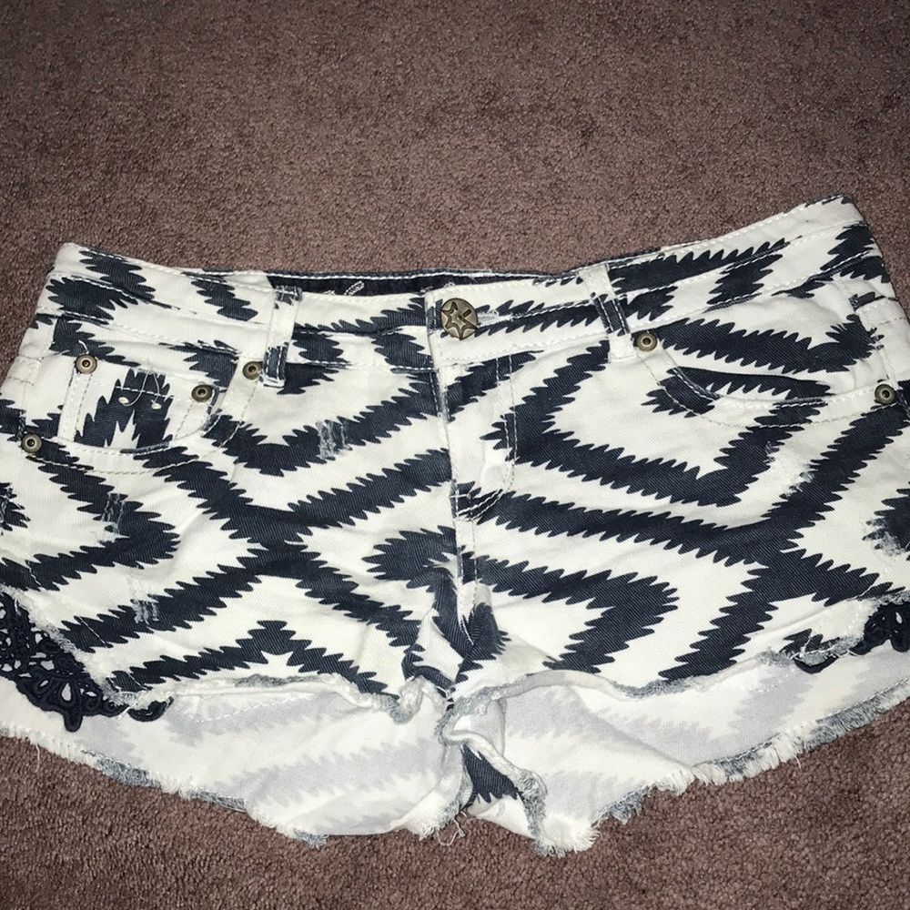Denim shorts with cut-outs